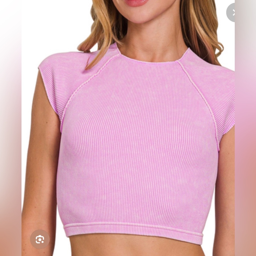 Zenana Bubble Gum Pink Ribbed Women's Top